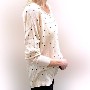 Frenchi | cream and black polka dot light weight cotton sweater
